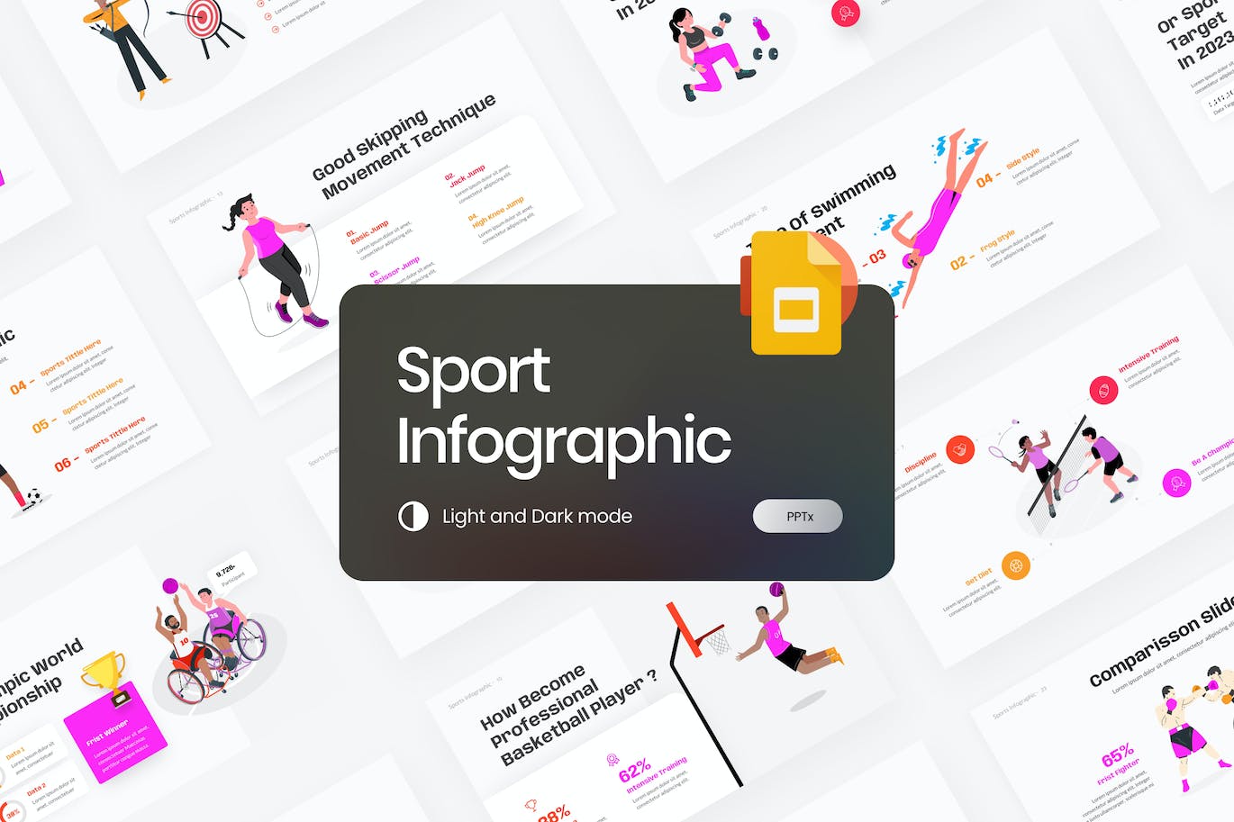 运动信息图表谷歌幻灯片模板下载 Sport Infographic Google Slides Template 幻灯图表 第1张