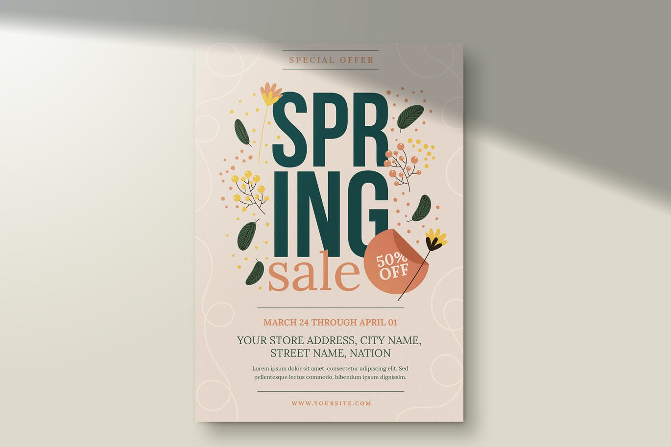 优雅的春季促销传单海报素材 Elegant Spring Sale Flyer Template Ver. 1 设计素材 第1张