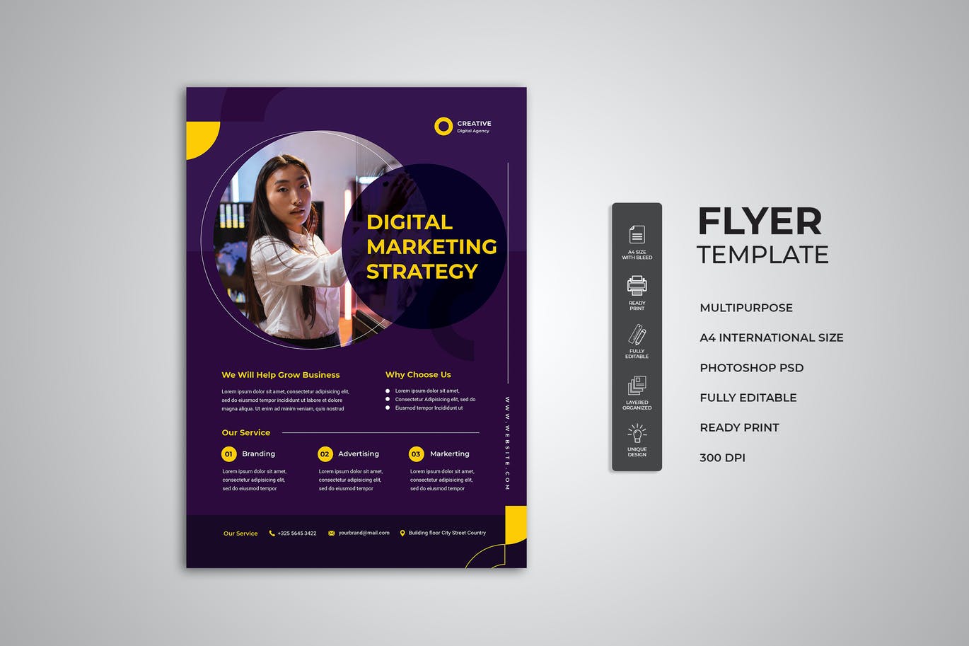 数字营销策略宣传单模板 Digital Marketing Strategy Flyer 设计素材 第1张