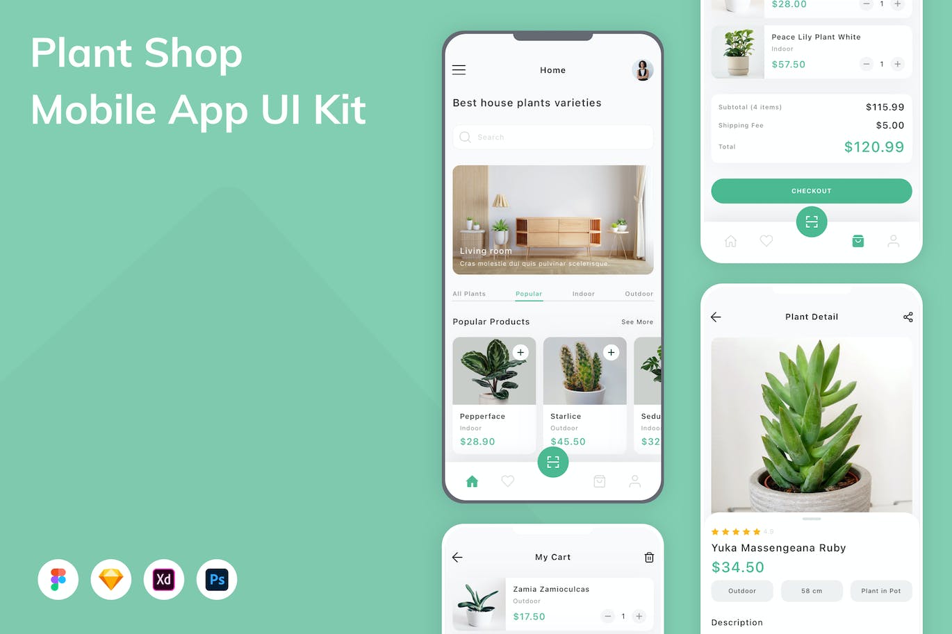 植物商店App应用程序UI工具包素材 Plant Shop Mobile App UI Kit APP UI 第1张