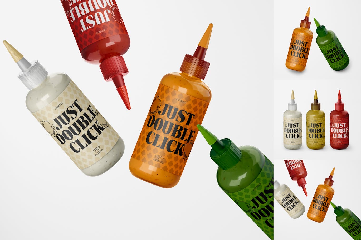 酱料塑料瓶包装设计样机套装 Sauce Bottle Mockup Set 样机素材 第1张