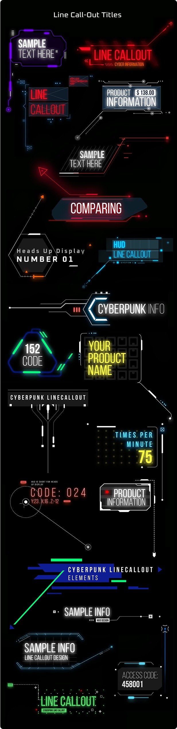 AE+PR插件：赛博朋克电影未来派发光标题高科技介绍工具包 cyberpunk-titles-lowerthirds-and-backgrounds 插件预设 第6张