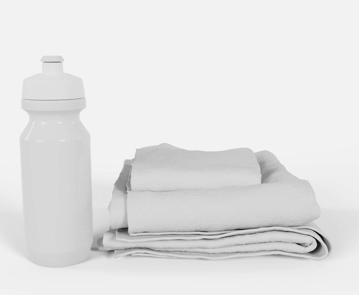 塑料瓶&毛巾品牌设计样机 Towels with Plastic Bottle Mockup 样机素材 第2张