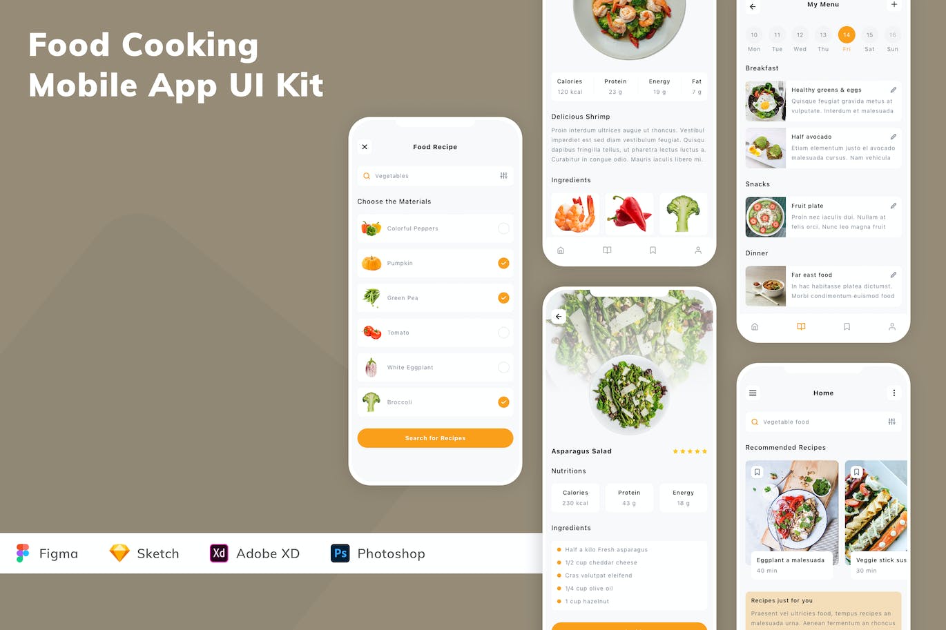 食品烹饪应用程序App设计UI工具包 Food Cooking Mobile App UI Kit APP UI 第1张