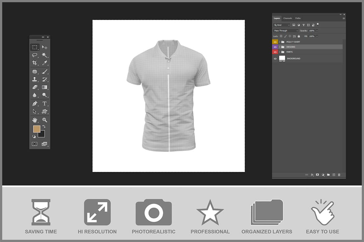 马球T恤服装设计效果图样机 Polo T-Shirt Mockup 样机素材 第4张
