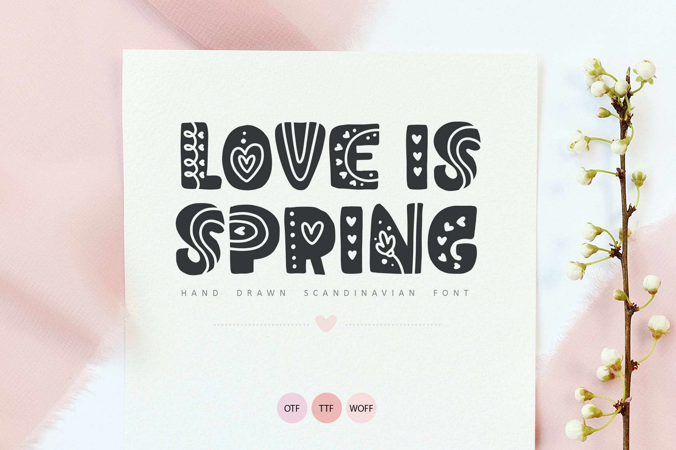 春季情人节手绘字体素材 Love Is Spring Hand Drawn Font 设计素材 第1张