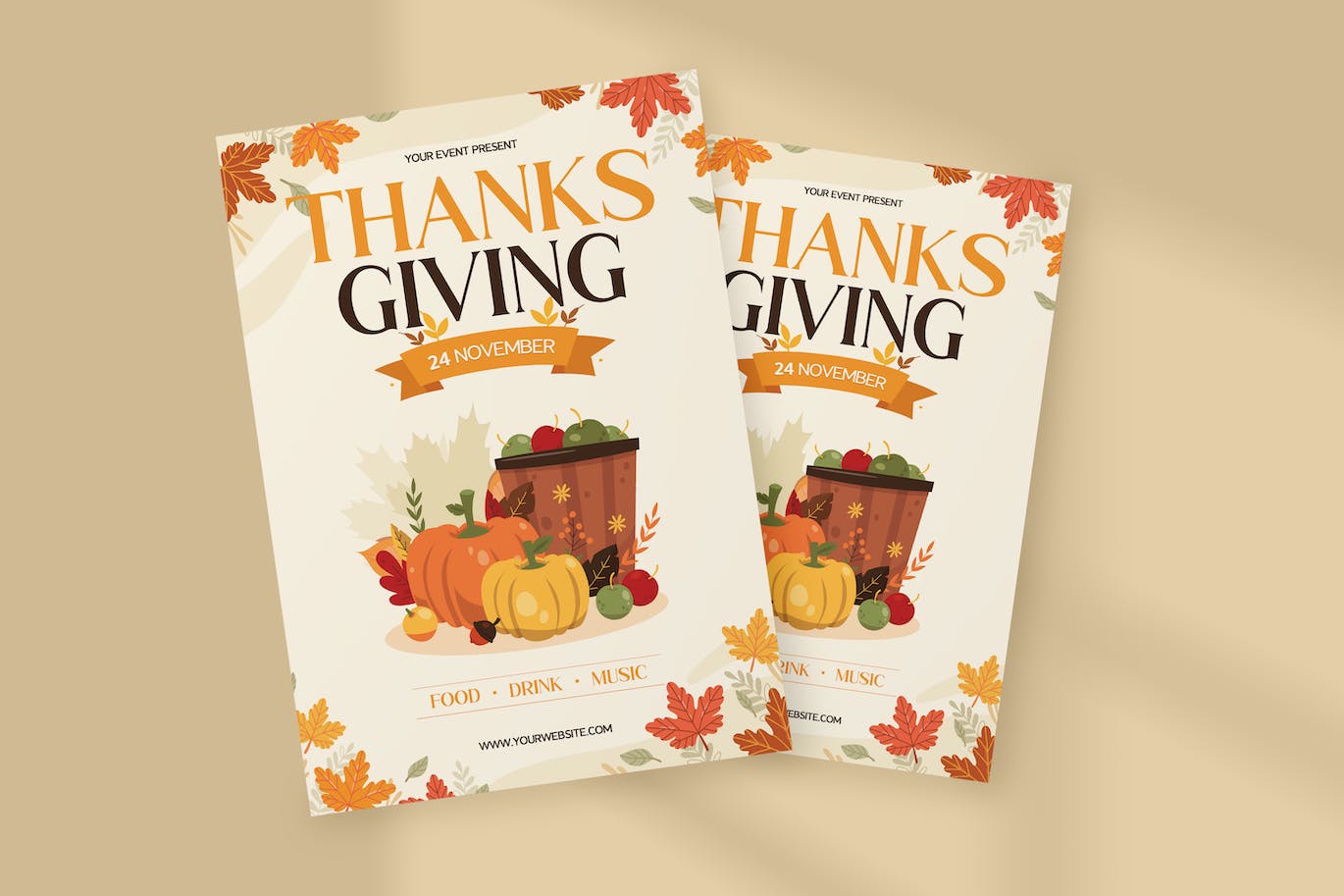 秋季感恩节传单设计 Thanksgiving Flyer Template 设计素材 第1张