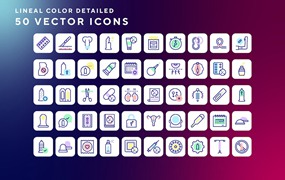 50枚避孕方法主题彩色线条矢量图标 Contraceptive methods icons