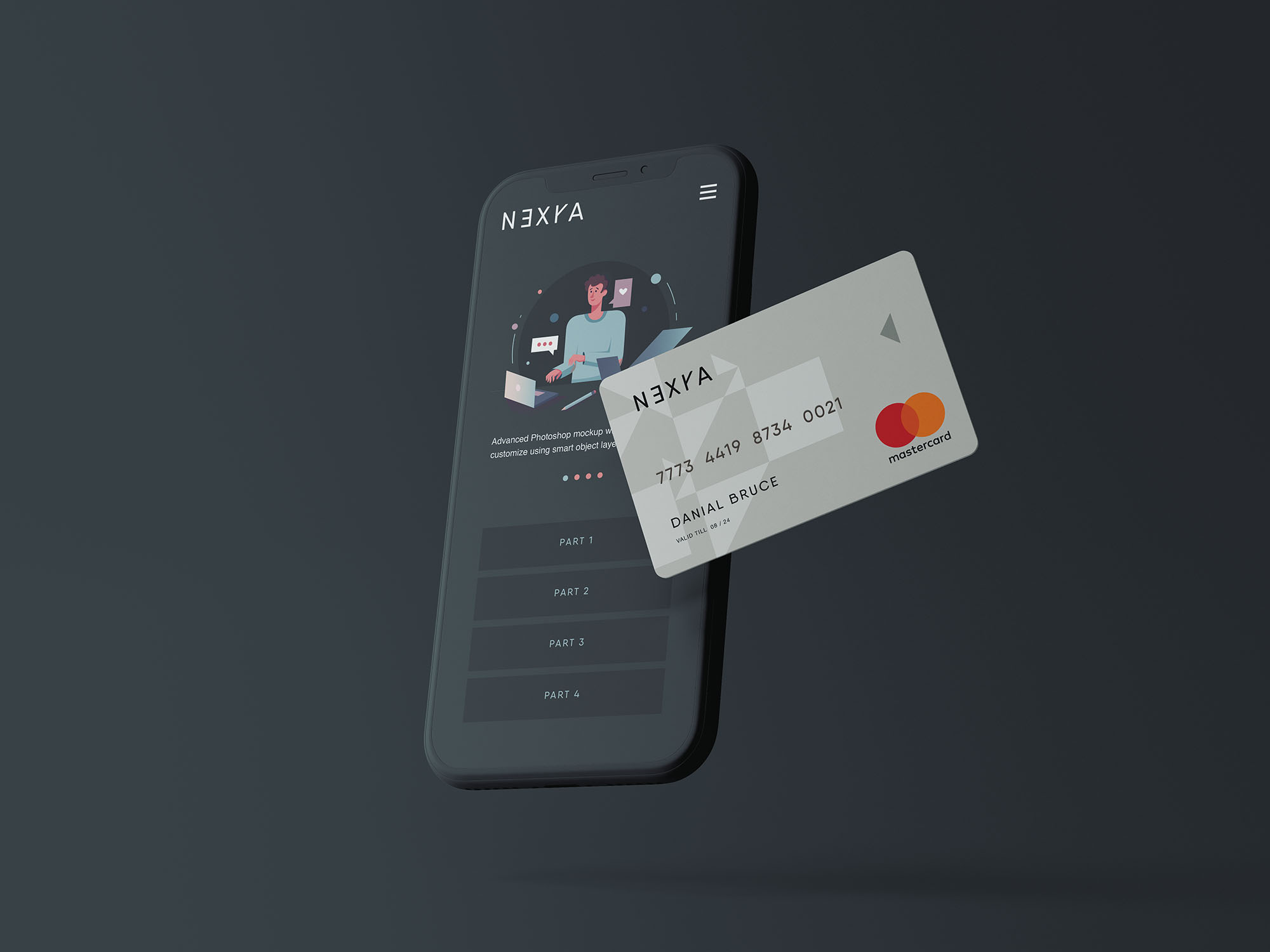 手机&张信用卡在线支付概念样机 Online Payment Mockup 样机素材 第1张