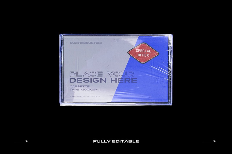 高级潮流复古盒式磁带样机捆绑塑料PSD样机模板 Cassette Tape Mockup Bundle Plastic 样机素材 第21张