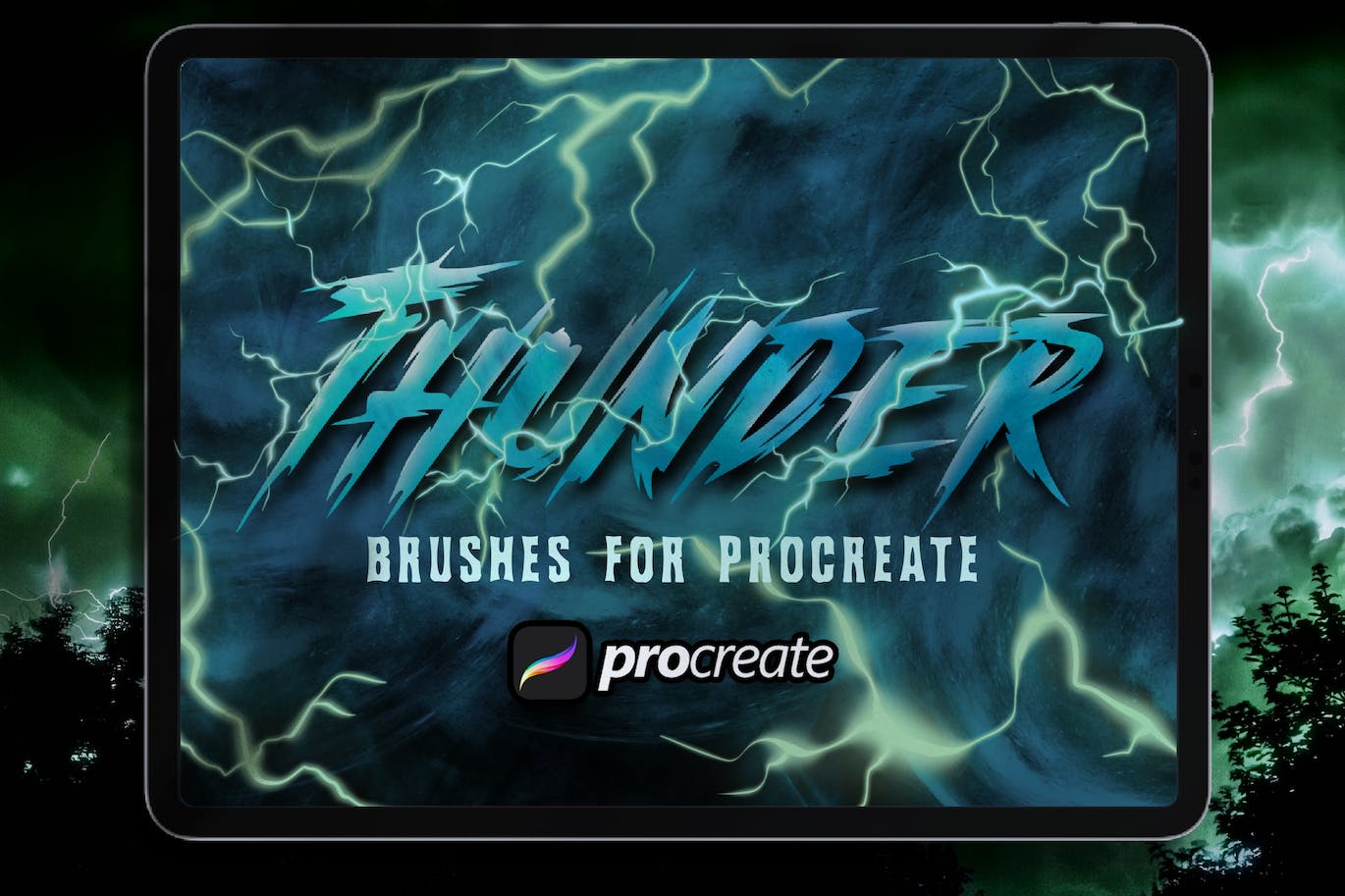 雷电Procreate印章绘画笔刷素材 Dansdesign Thunder Brush Procreate 笔刷资源 第1张