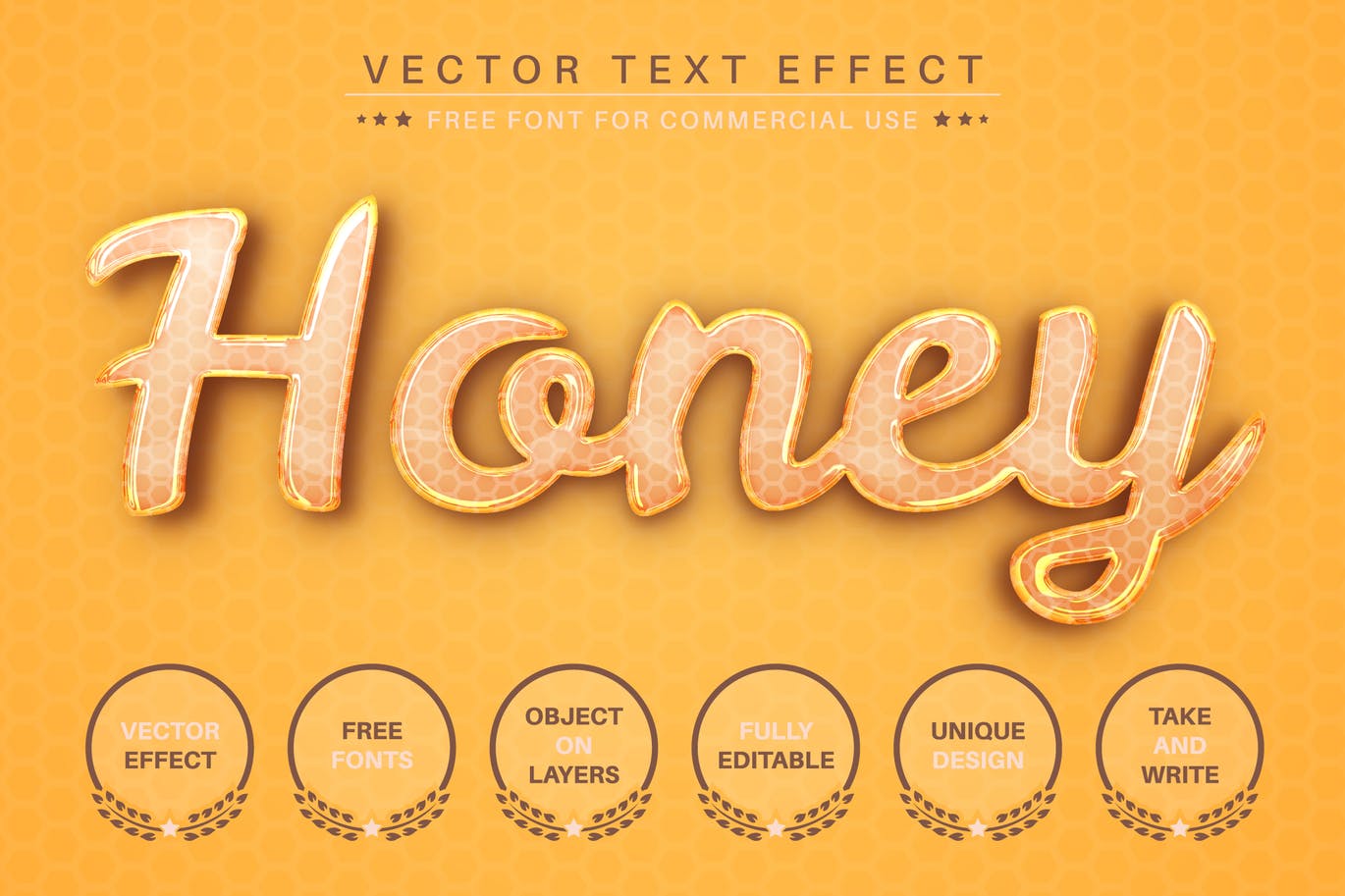 蜂蜜蜂窝矢量文字效果字体样式 Honey – Editable Text Effect, Font Style 插件预设 第1张