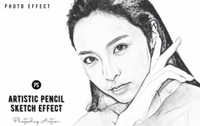 艺术铅笔素描效果PS动作模板 Artistic Pencil Sketch Photoshop Action