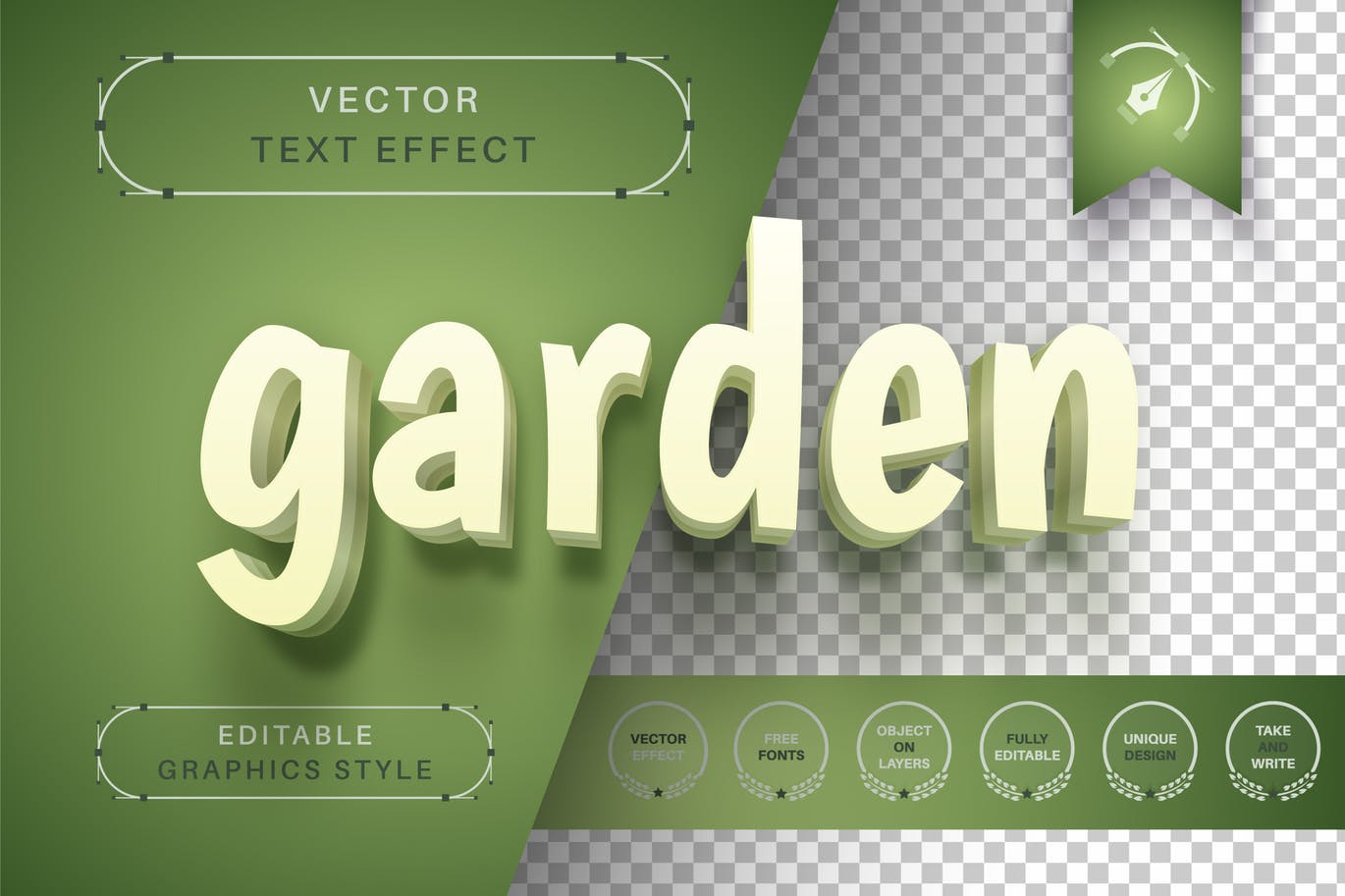 绿色分层矢量文字效果字体样式 Green Garden – Editable Text Effect, Font Style 插件预设 第1张