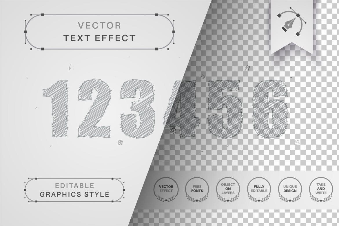 铅笔绘图矢量文字效果字体样式 Pencil Drawing – Editable Text Effect, Font Style 插件预设 第4张