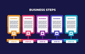 五个步骤商业信息图表模板 Five Steps Colorful Business Infographic