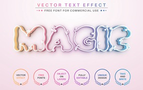神奇彩虹矢量文字效果字体样式 Magic Rainbow – Editable Text Effect, Font Style