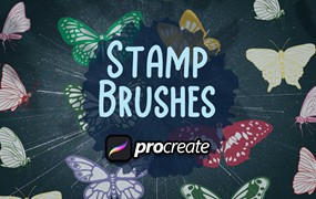 蝴蝶Procreate印章绘画笔刷素材 Butterfly Brush Stamp Procreate