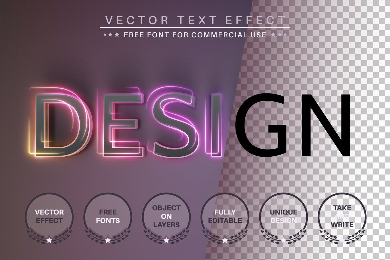 发光渐变矢量文字效果字体样式 Design Unicorn – Editable Text Effect, Font Style 插件预设 第1张