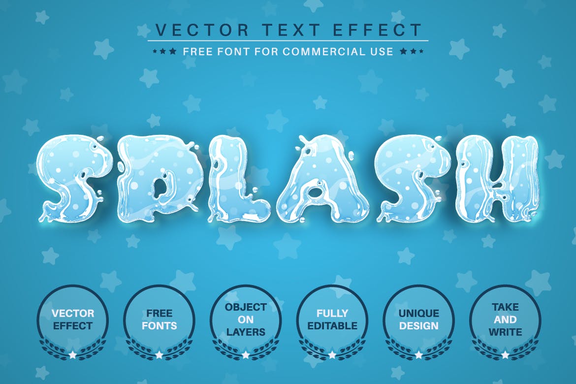 飞溅水珠矢量文字效果字体样式 Water Splash – Editable Text Effect, Font Style 插件预设 第2张