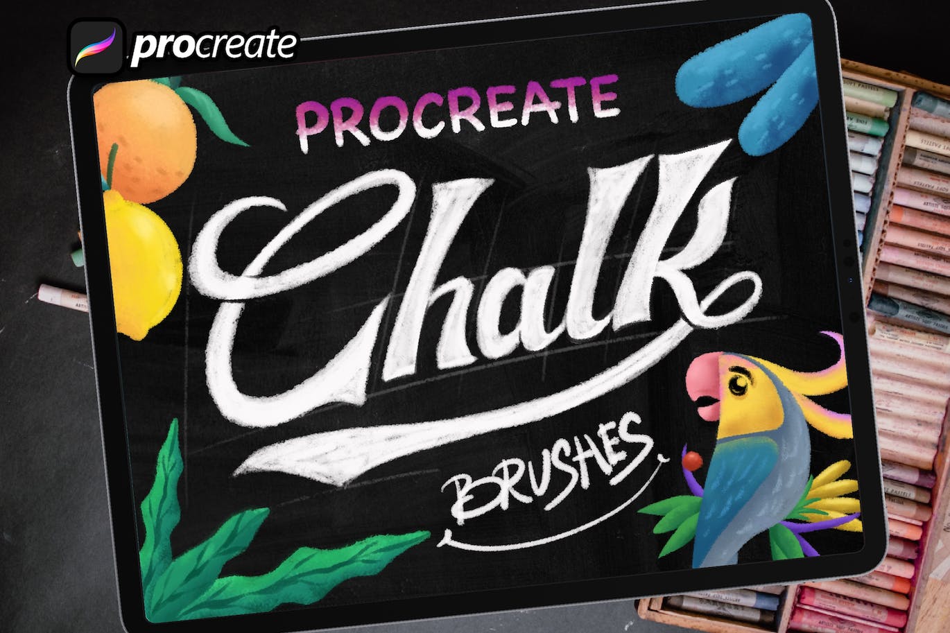 粉笔Procreate绘画笔刷素材 Dans Chalk Procreate Brush 笔刷资源 第1张