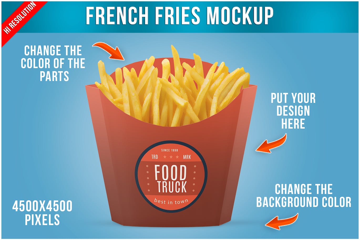 炸薯条纸盒包装设计样机 French Fries Packaging Mockup 样机素材 第1张