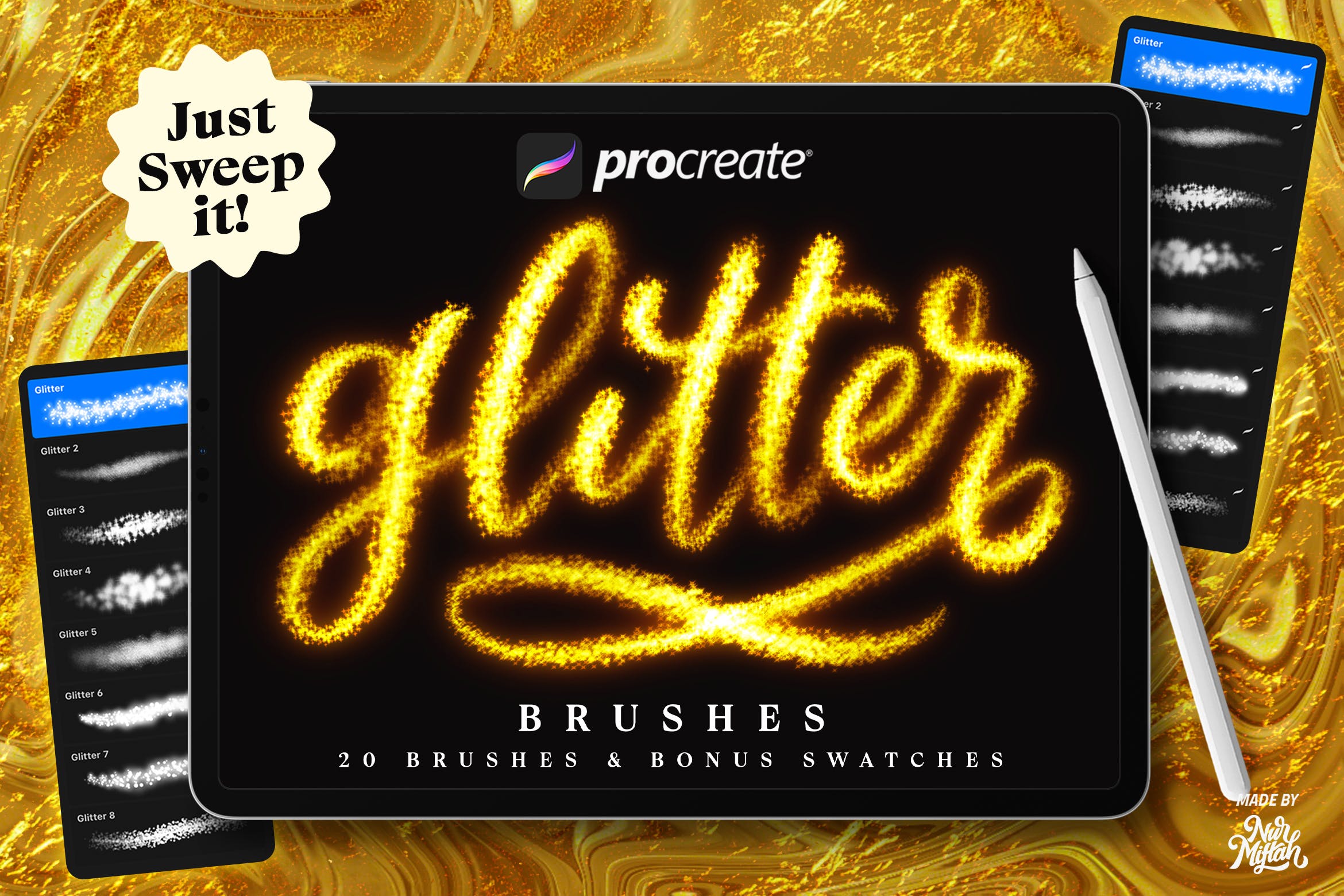 Procreate闪光笔刷 Procreate Glitter Brushes 笔刷资源 第1张