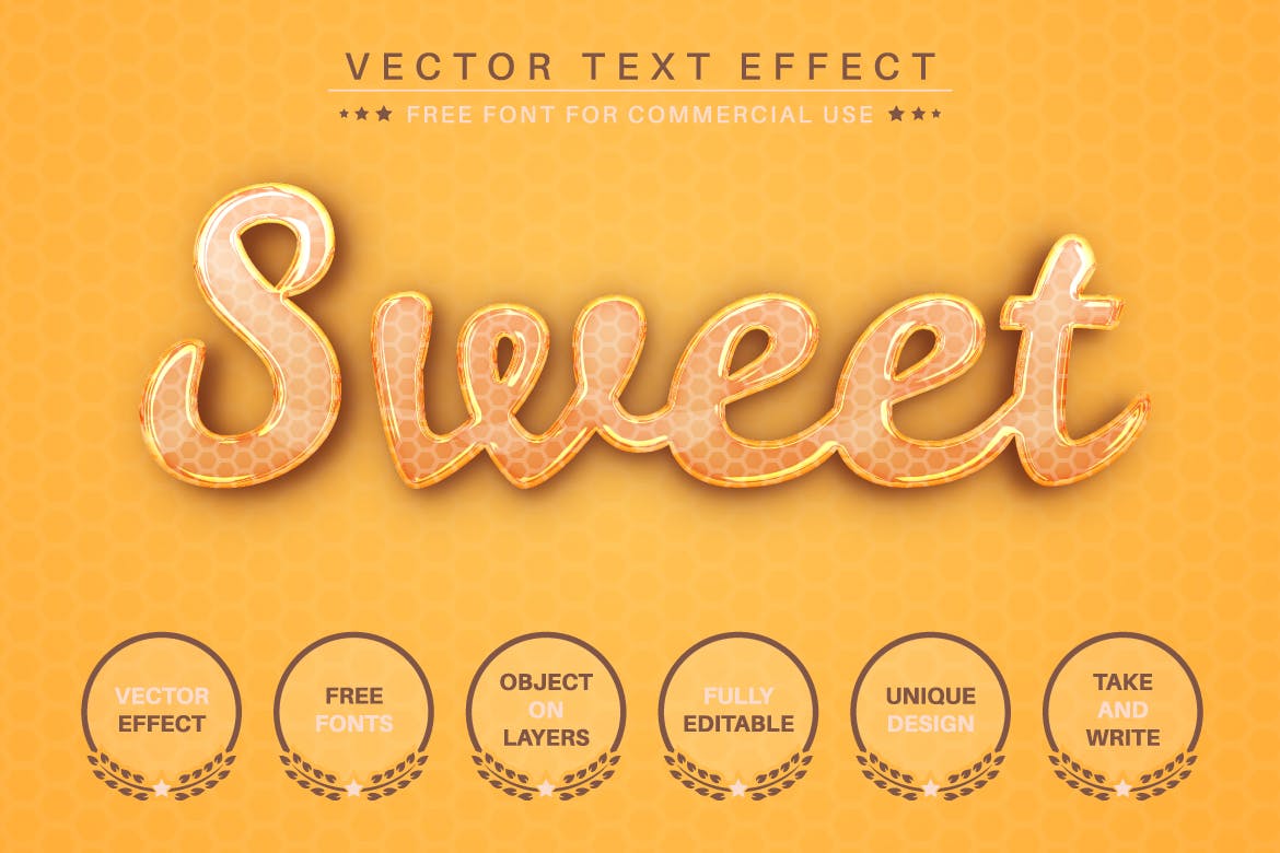 蜂蜜蜂窝矢量文字效果字体样式 Honey – Editable Text Effect, Font Style 插件预设 第3张