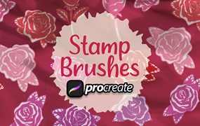 玫瑰花Procreate印章绘画笔刷素材 Dansdesign Roses Brush Stamp Procreate