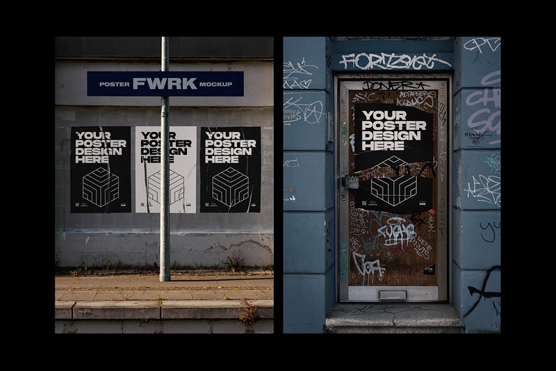 Flyerwrk 潮流4K城市竖屏海报墙模型PSD海报样机模板 Urban Poster Wall Mockups 样机素材 第5张