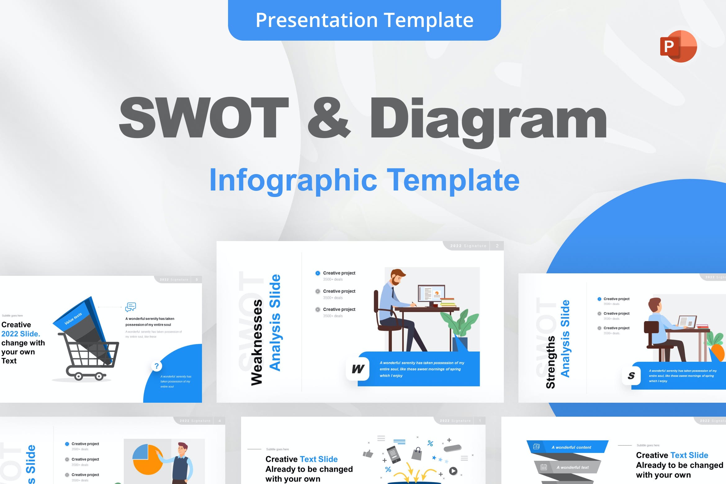 SWOT和图表PPT幻灯片模板 SWOT & Diagram PowerPoint Template 幻灯图表 第1张