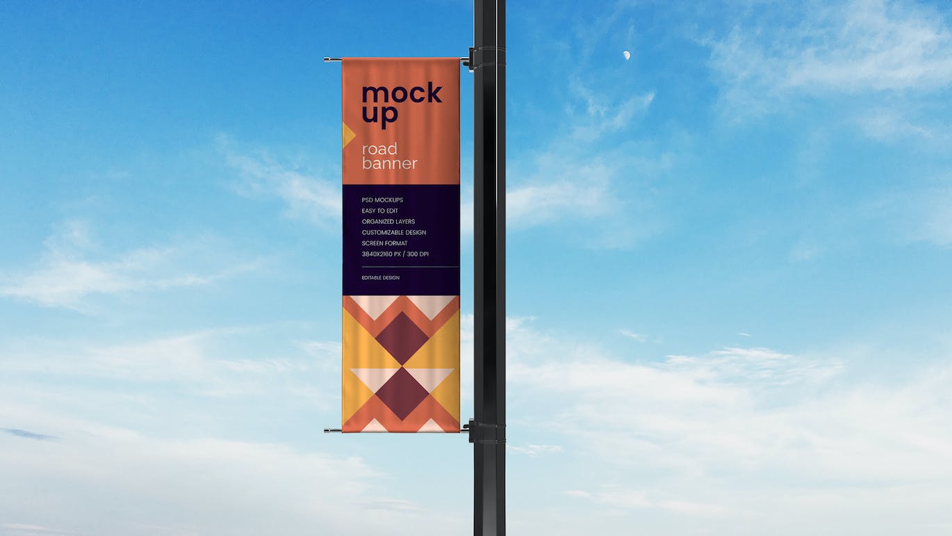 街道铁杆横幅Banner样机集 Street Pole Banner Mockup Set 样机素材 第2张