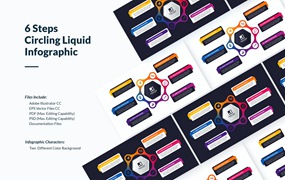 液体渐变环绕/旋转步骤信息图表模板 Liquid Circling / Rotating Infographic With 6 Step