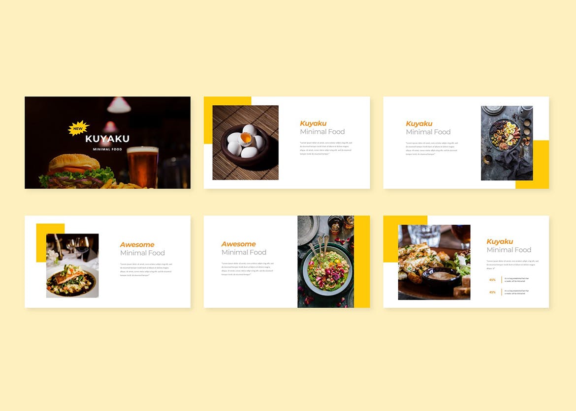 美食食品展示谷歌幻灯片模板 kuyaku Foods Google Slide 幻灯图表 第2张