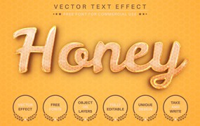 蜂蜜蜂窝矢量文字效果字体样式 Honey – Editable Text Effect, Font Style