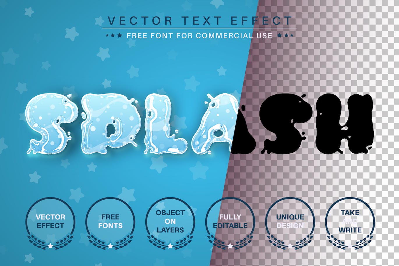 飞溅水珠矢量文字效果字体样式 Water Splash – Editable Text Effect, Font Style 插件预设 第1张
