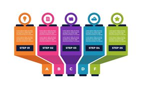 带有字母图标彩色商业信息图表模板 Colorful Business Infographic with Alphabet Icon