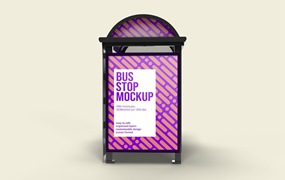 巴士站台广告海报样机 Bus Stop Mockup with editable background