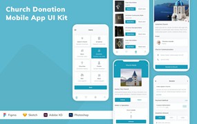 教会捐款应用程序App设计UI工具包 Church Donation Mobile App UI Kit
