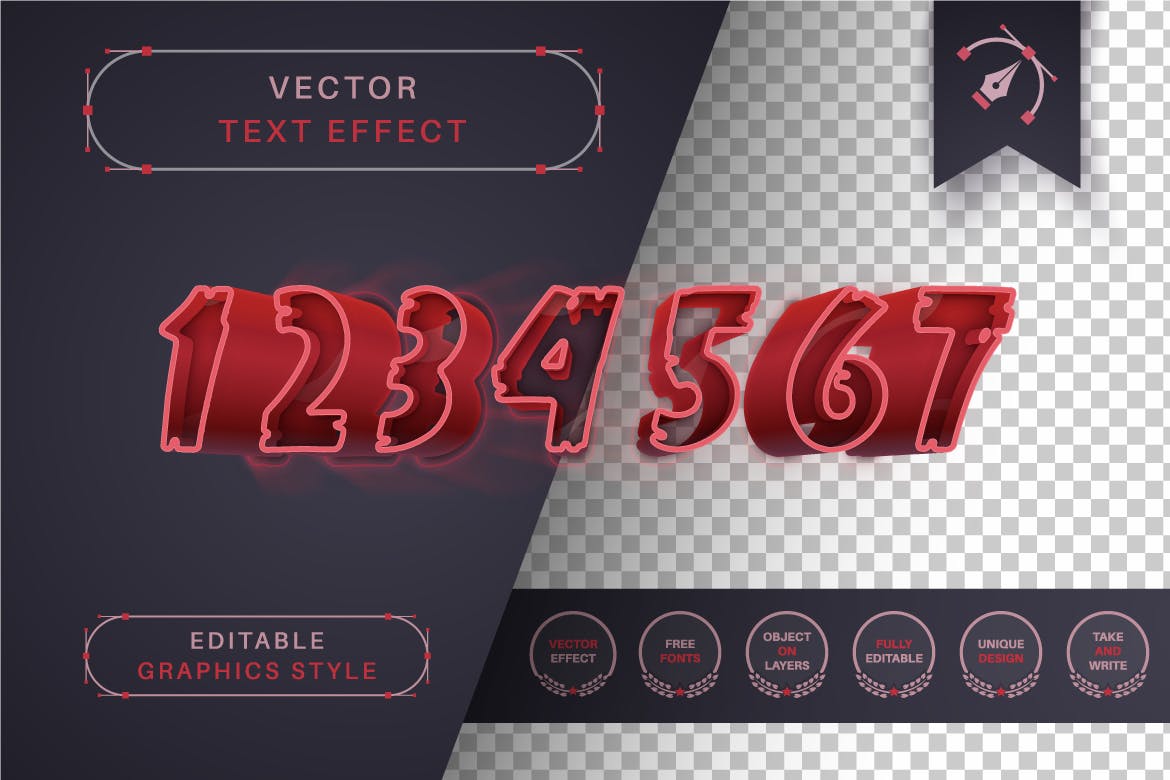 红色恐怖矢量文字效果字体样式 Horror Stroke – Editable Text Effect, Font Style 插件预设 第2张