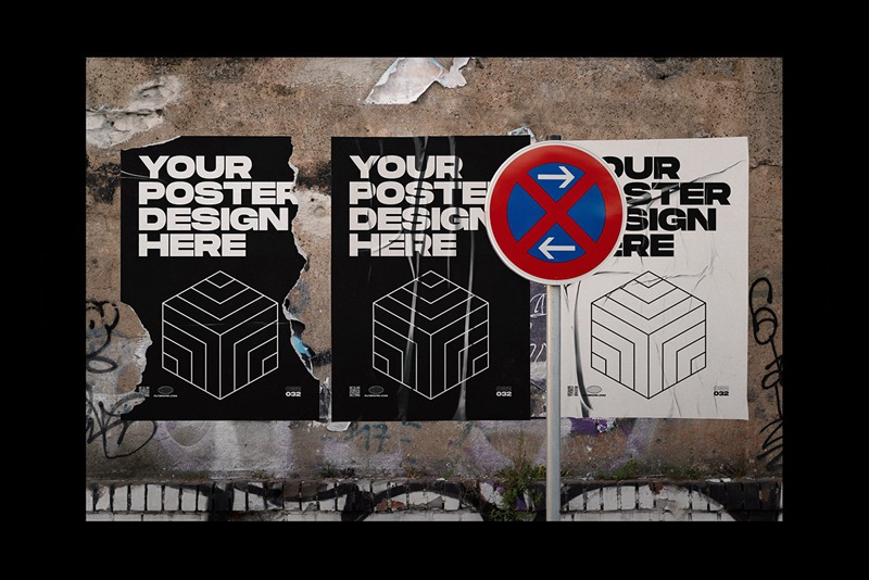 Flyerwrk 潮流4K城市竖屏海报墙模型PSD海报样机模板 Urban Poster Wall Mockups 样机素材 第4张
