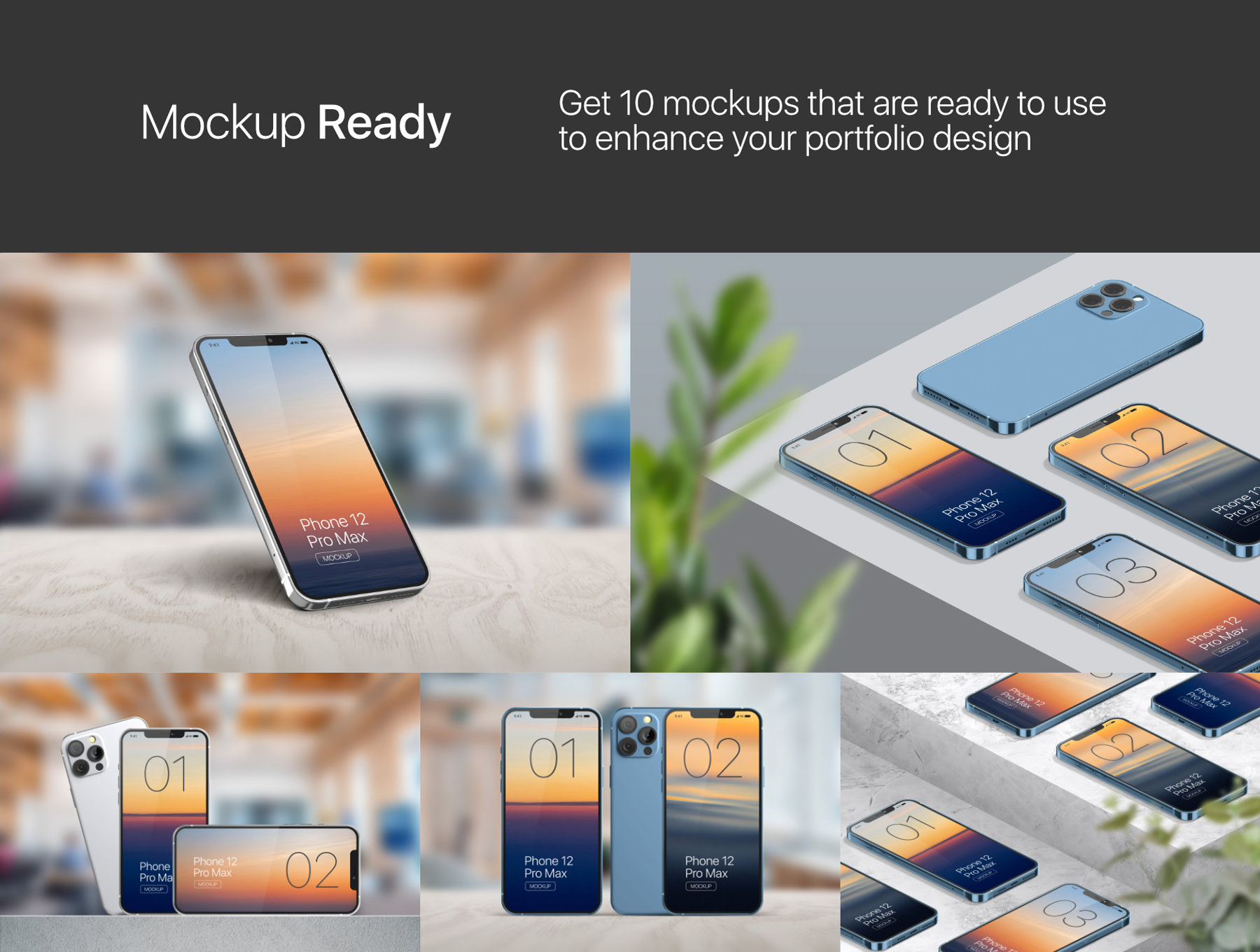 高质量IPhone 12手机场景带光影PSD样机 iPhone 12 Pro Max Mockup V.01 样机素材 第3张