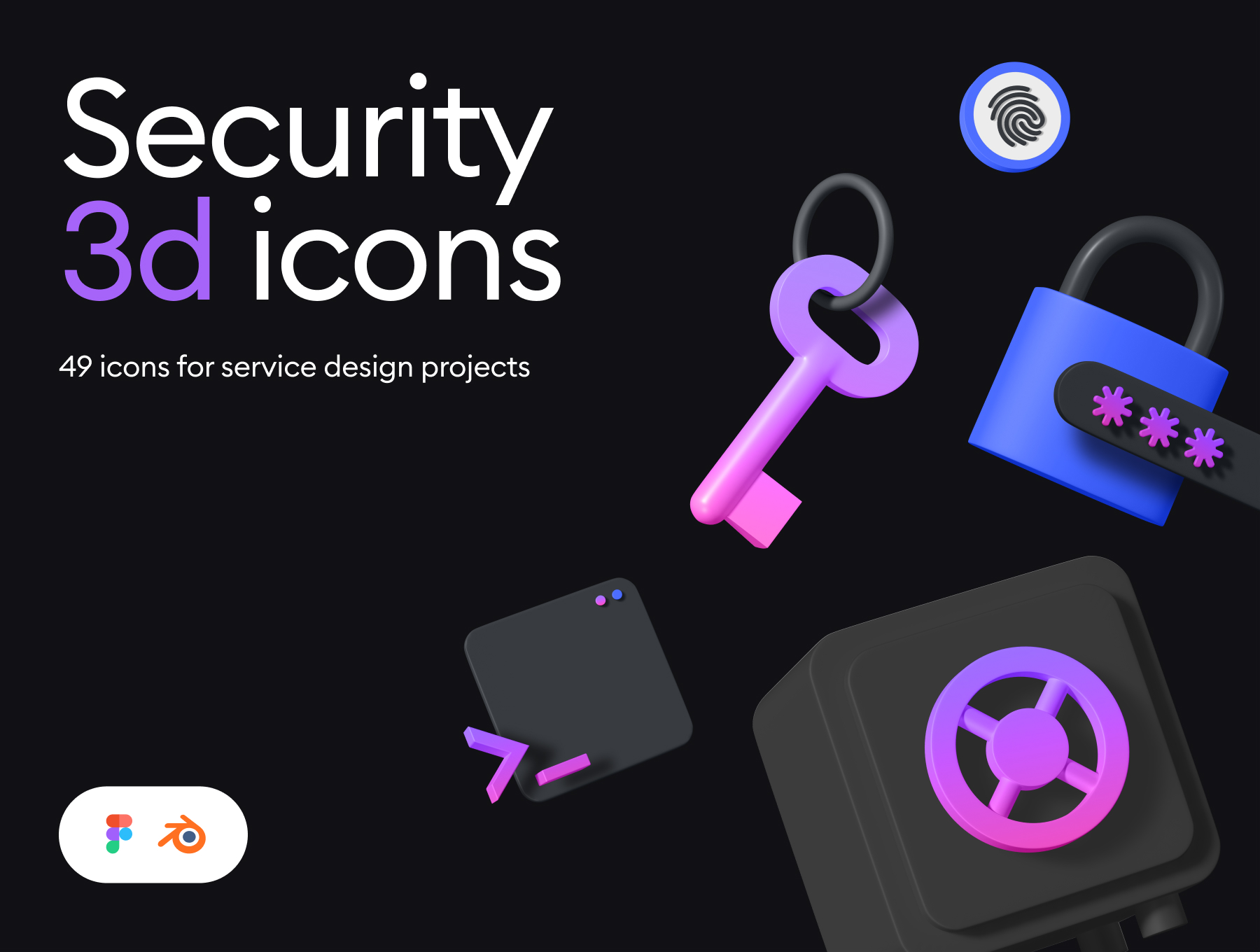 49个3D高分辨率网络安全保护加密隐私图标套件 Security 3d icon kit 图标素材 第1张