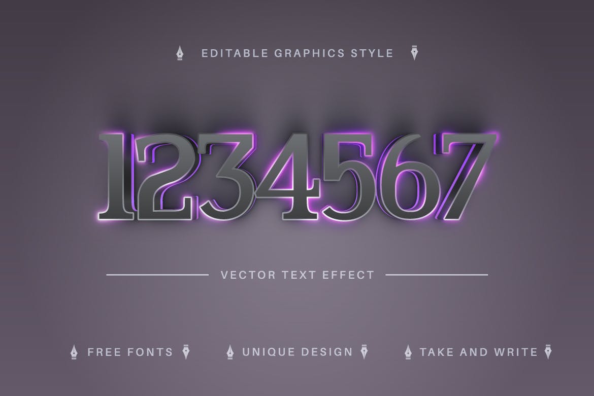 黑色发光矢量文字效果字体样式 Garland – Editable Text Effect, Font Style 插件预设 第2张