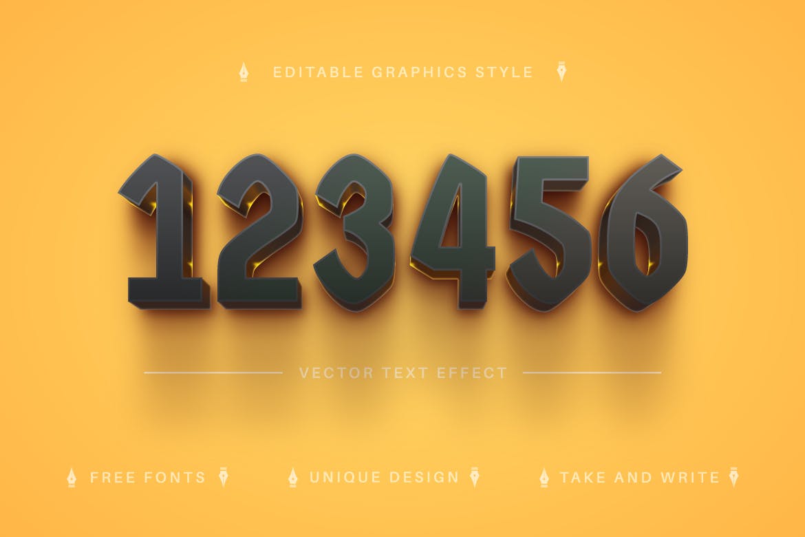 黑金矢量文字效果字体样式 Yellow Banana – Editable Text Effect, Font Style 插件预设 第2张