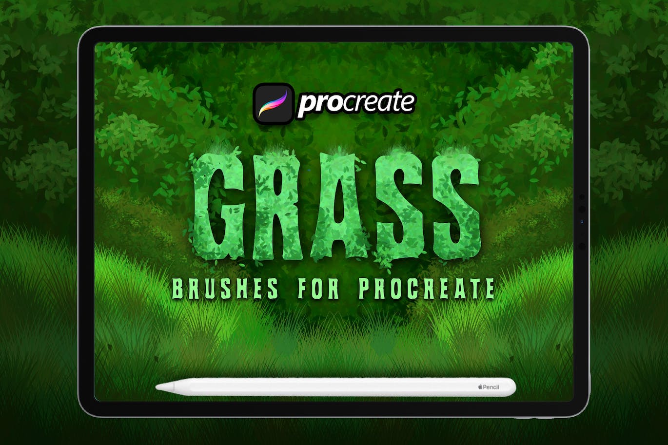 绿草Procreate绘画笔刷素材 Dans Grass Brush Procreate 笔刷资源 第1张