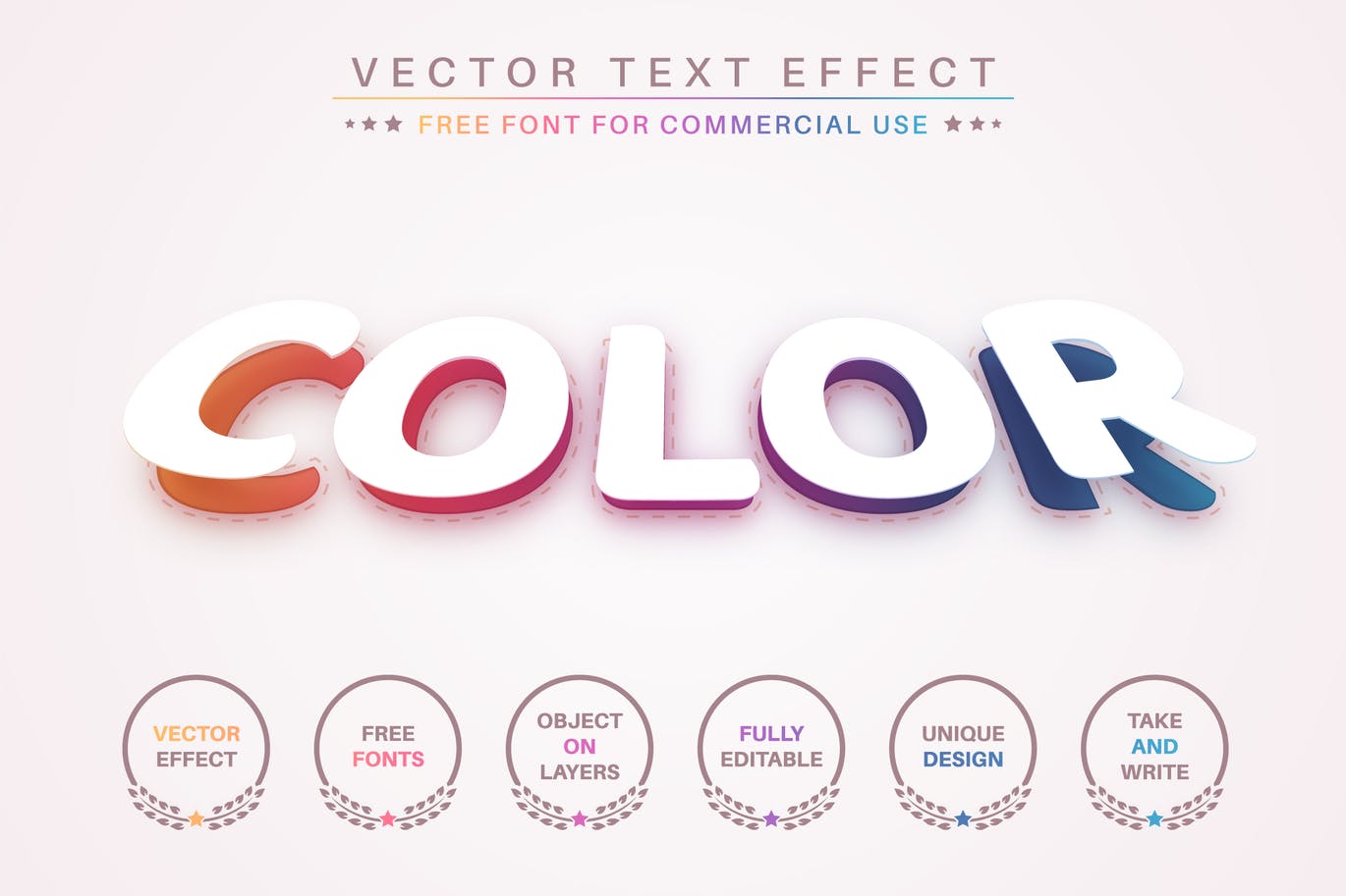 彩虹色矢量文字效果字体样式 Rainbow Color – Editable Text Effect, Font Style 插件预设 第1张