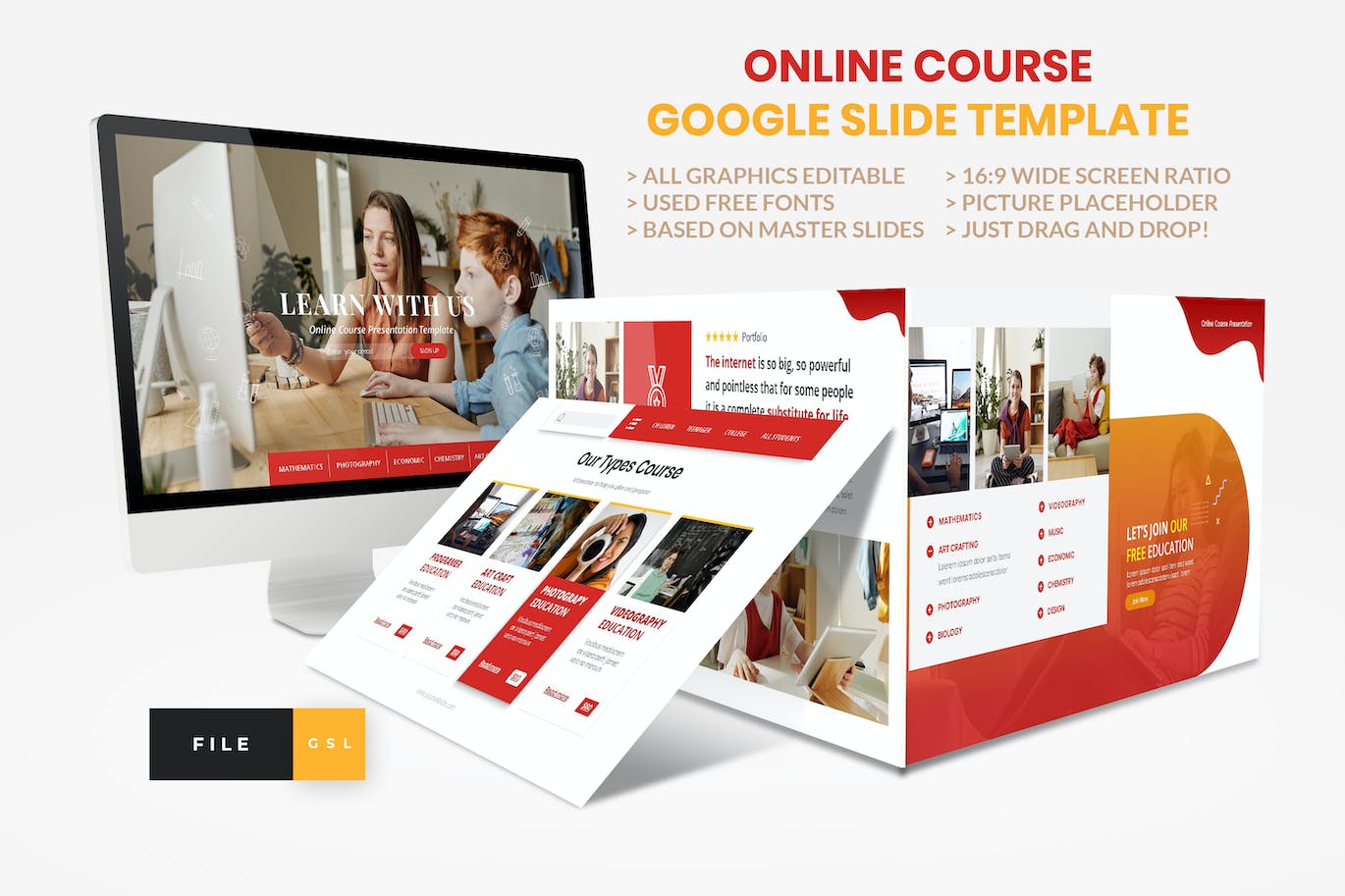 在线课程教育谷歌幻灯片创意模板 Online Course – Education Google Slide Template 幻灯图表 第1张