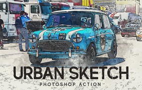 城市素描照片处理效果PS动作模板 Urban Sketch – Photoshop Action