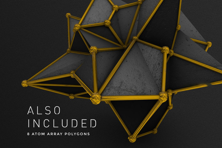 PNG素材-44款黑色和金色抽象几何多边形图形元素PNG素材 图片素材 第3张